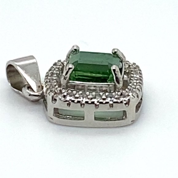 Mint Green Tourmaline 1.01ct White Gold Finish Solid 925 Sterling Silver pendant - Picture 3 of 6